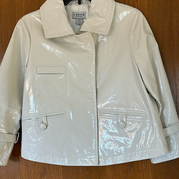 Vintage J'Envie Cream Patent Leather Moto Jacket - Picture 2 of 16